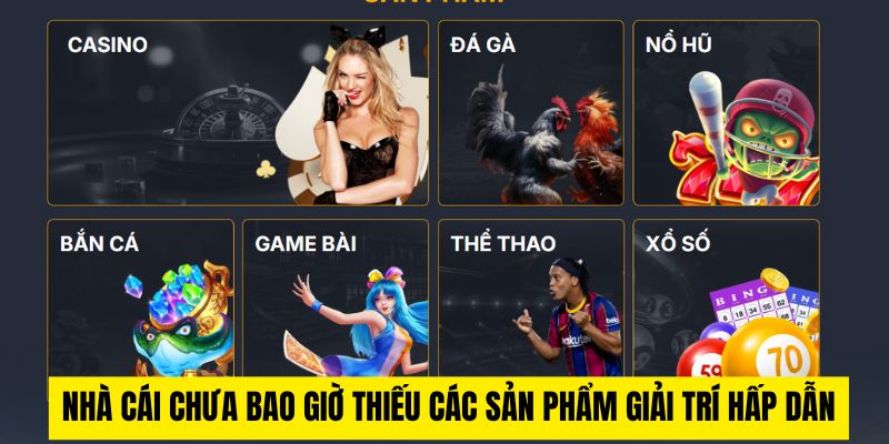 Nhà cái chưa bao giờ thiếu các sản phẩm giải trí hấp dẫn